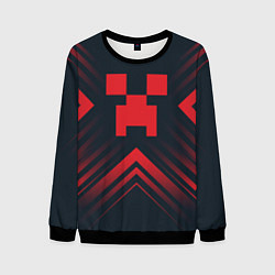 Свитшот мужской Красный символ Minecraft на темном фоне со стрелка, цвет: 3D-черный