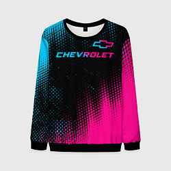 Свитшот мужской Chevrolet - neon gradient: символ сверху, цвет: 3D-черный