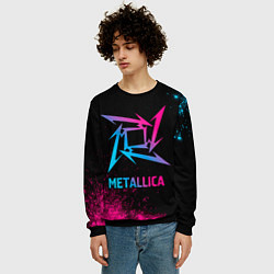 Свитшот мужской Metallica - neon gradient, цвет: 3D-черный — фото 2