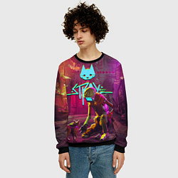 Свитшот мужской Stray - cat & robot, цвет: 3D-черный — фото 2