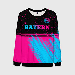 Свитшот мужской Bayern - neon gradient: символ сверху, цвет: 3D-черный
