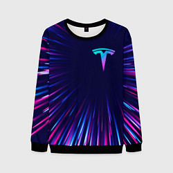 Свитшот мужской Tesla neon speed lines, цвет: 3D-черный