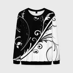 Свитшот мужской Симметричные чёрно белые цветы Symmetrical black a, цвет: 3D-черный