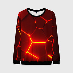 Свитшот мужской Красные неоновые геометрические плиты, цвет: 3D-черный