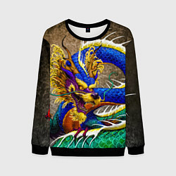 Свитшот мужской Разноцветный Японский Дракон, цвет: 3D-черный