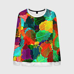 Свитшот мужской Colored leaves, цвет: 3D-белый