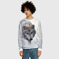 Свитшот мужской Волк зимой, цвет: 3D-белый — фото 2