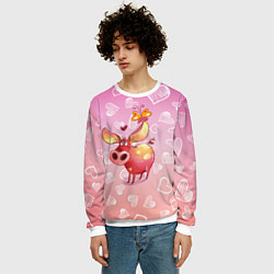 Свитшот мужской Свинка с большими ушами и с бабочкой, цвет: 3D-белый — фото 2