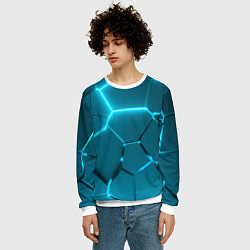Свитшот мужской Ледяные неоновые геометрические плиты, цвет: 3D-белый — фото 2