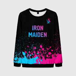 Мужской свитшот Iron Maiden - neon gradient: символ сверху