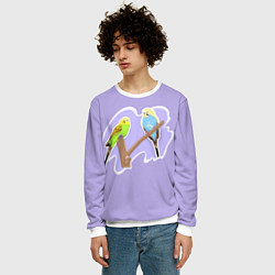 Свитшот мужской Пара волнистых попугаев, цвет: 3D-белый — фото 2