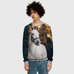 Свитшот мужской Белая лошадка, цвет: 3D-меланж — фото 2