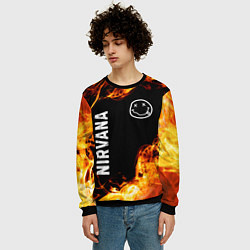 Свитшот мужской Nirvana и пылающий огонь, цвет: 3D-черный — фото 2