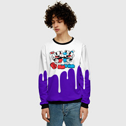 Свитшот мужской Cuphead потёки, цвет: 3D-черный — фото 2