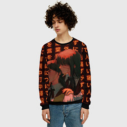 Свитшот мужской Макима и Митака - Человек-бензопила, цвет: 3D-черный — фото 2