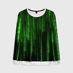 Свитшот мужской Двоичный код зеленый, цвет: 3D-белый