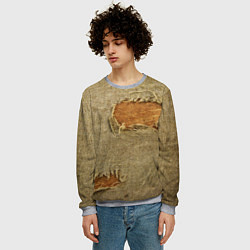 Свитшот мужской Старая рваная мешковина - авангард, цвет: 3D-меланж — фото 2