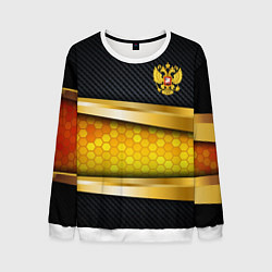 Свитшот мужской Black & gold - герб России, цвет: 3D-белый