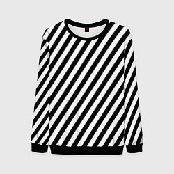 Свитшот мужской Черно-белые полоски, цвет: 3D-черный