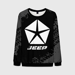 Свитшот мужской Jeep speed на темном фоне со следами шин, цвет: 3D-черный