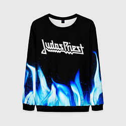 Свитшот мужской Judas Priest blue fire, цвет: 3D-черный