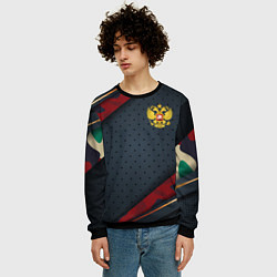 Свитшот мужской Герб России черно-красный камуфляж, цвет: 3D-черный — фото 2