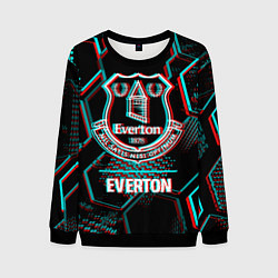 Свитшот мужской Everton FC в стиле glitch на темном фоне, цвет: 3D-черный