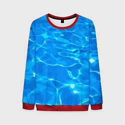 Свитшот мужской Абстрактные волны бассейна - текстура, цвет: 3D-красный