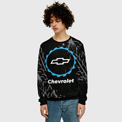 Свитшот мужской Chevrolet в стиле Top Gear со следами шин на фоне, цвет: 3D-черный — фото 2
