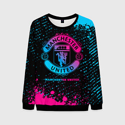 Свитшот мужской Manchester United - neon gradient, цвет: 3D-черный