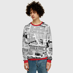 Свитшот мужской Газетный коллаж, цвет: 3D-красный — фото 2