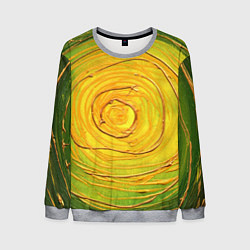 Свитшот мужской Желто-зеленая текстурная абстракция акрилом, цвет: 3D-меланж