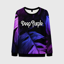 Свитшот мужской Deep Purple neon monstera, цвет: 3D-черный