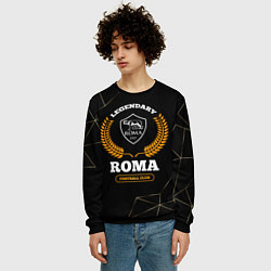 Свитшот мужской Лого Roma и надпись legendary football club на тем, цвет: 3D-черный — фото 2