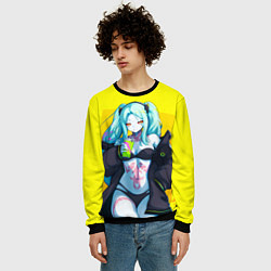 Свитшот мужской Ребекка пьет коктель - Киберпанк аниме, цвет: 3D-черный — фото 2