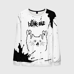 Свитшот мужской Blink 182 рок кот на светлом фоне, цвет: 3D-белый