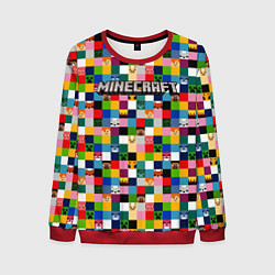 Свитшот мужской Minecraft - пиксельные персонажи, цвет: 3D-красный