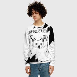 Свитшот мужской Burzum рок кот на светлом фоне, цвет: 3D-белый — фото 2