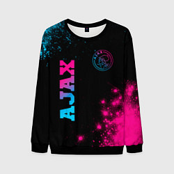 Свитшот мужской Ajax - neon gradient: надпись, символ, цвет: 3D-черный