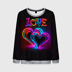 Мужской свитшот Love - неоновые сердца