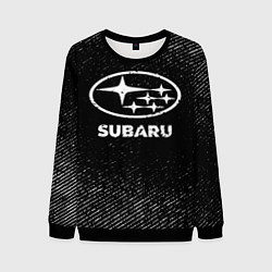 Свитшот мужской Subaru с потертостями на темном фоне, цвет: 3D-черный