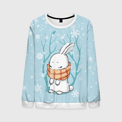 Мужской свитшот Кролик в снеженом лесу