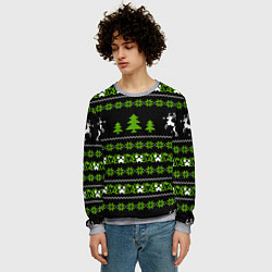 Свитшот мужской Новогодний свитер - Крипер, цвет: 3D-меланж — фото 2