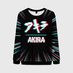Свитшот мужской Символ Akira в стиле glitch на темном фоне, цвет: 3D-черный