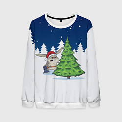 Мужской свитшот Злой кролик и ёлка - 2023