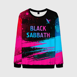 Мужской свитшот Black Sabbath - neon gradient: символ сверху