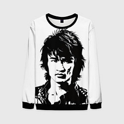 Свитшот мужской Виктор Цой чёрно-белый рисунок, цвет: 3D-черный