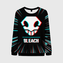 Свитшот мужской Символ Bleach в стиле glitch на темном фоне, цвет: 3D-черный