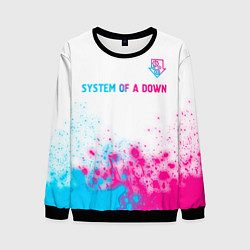 Свитшот мужской System of a Down neon gradient style: символ сверх, цвет: 3D-черный