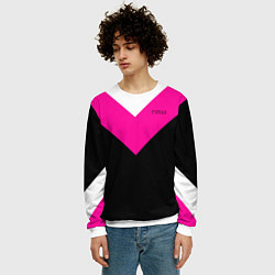 Свитшот мужской FIRM черный с розовой вставкой, цвет: 3D-белый — фото 2